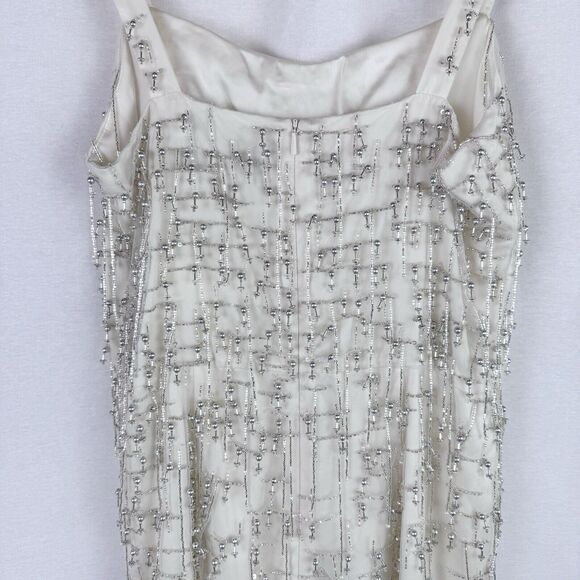 ALEXIS Briar White Ivory Beaded Fringe Romper – Bridal Bachelorette Size M - Picture 8 of 11